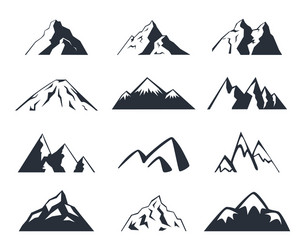 Mountains icons set Royalty Free Vector Image - VectorStock