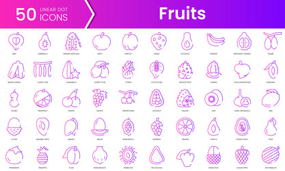 set of fruits icons gradient style icon bundle vector image