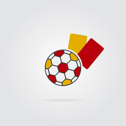 colored soccer ball and yellow red card vector