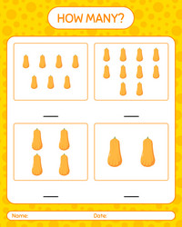 how many counting game with squash worksheet vector image