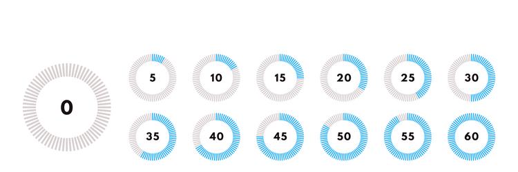 set of blue circular progress bar timer icon vector image