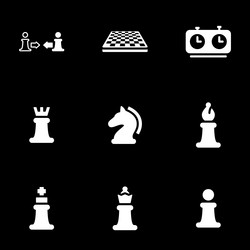set of simple icons on a theme game chess vector image