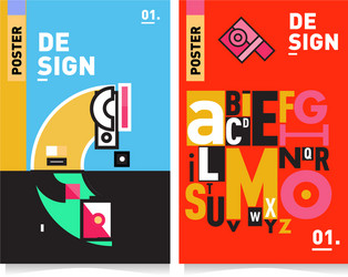 Covers design set with retro style cool geometric vector