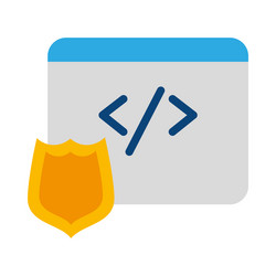 data security with website and shield vector image