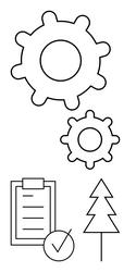 gears with checklist and tree representing vector image