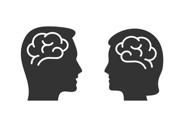 human brain icons of a girl and guy on white vector