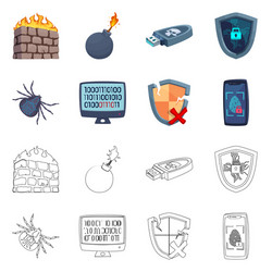isolated object virus and secure symbol set vector image