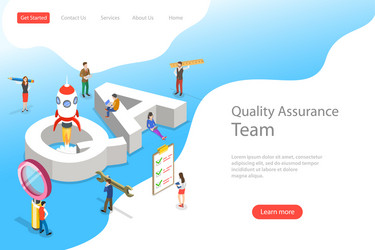 Isometric flat landing page template qa vector