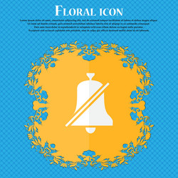 No bell prohibition icon floral flat design vector