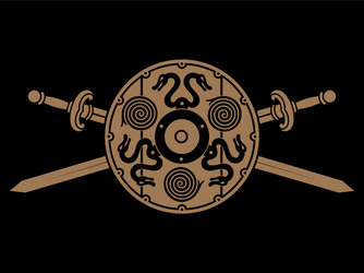 old norse viking design two crossed battle vector