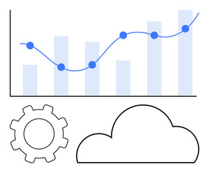 data growth chart with cloud computing and gear vector image