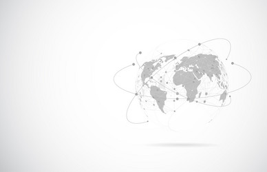 global network connection world map point vector image