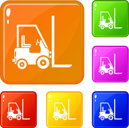 Stacker loader icons set color vector