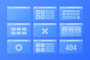 web browser window transparent pages layout vector image