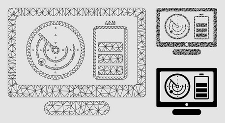 drone monitoring mesh 2d model and triangle vector image