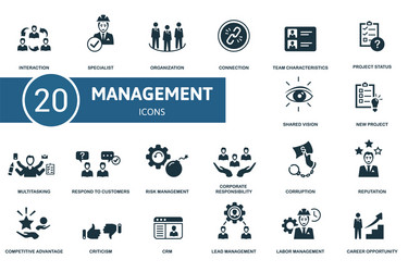 Risk management icon set contains editable icons Vector Image