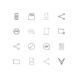 Network and database linear thin icons set vector