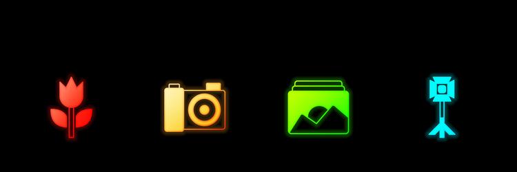 Set photo mode macro camera frame and studio vector
