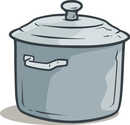 cartoon gray cooking pot with cover vector