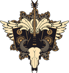 electric guitar and cow skull Vector Image