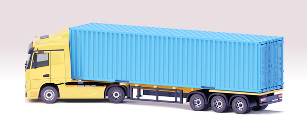 truck with semi-trailer and cargo container vector