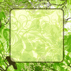 green square background with tree branches vector