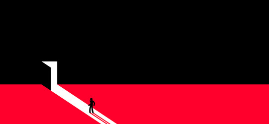 Man standing in front of open door new vector