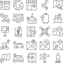 map and navigation isolated icons set vector image