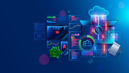 program code create on laptop programmer vector image