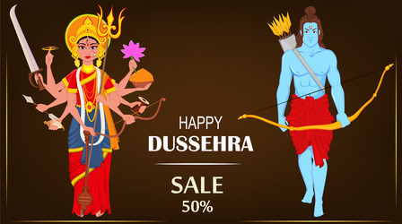 Rama and Durga for Dussehra Vector Image