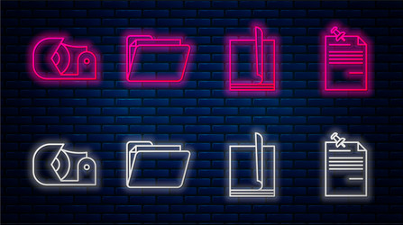 Set line document folder file scotch vector