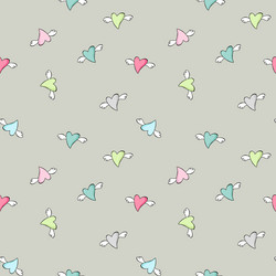 Cute colorful flying heart shapes seamless pattern vector