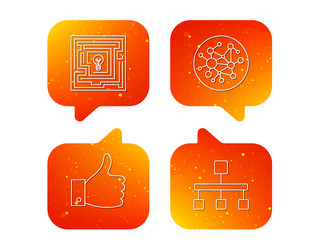global network like and hierarchy icons vector image