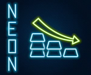 Glowing neon line finance falling chart arrow vector