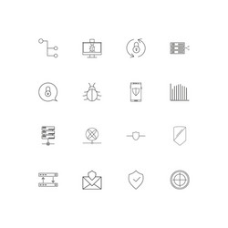 Internet security linear thin icons set outlined vector