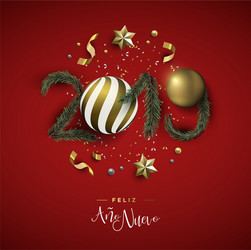 New year 2019 red holiday decoration in spanish vector