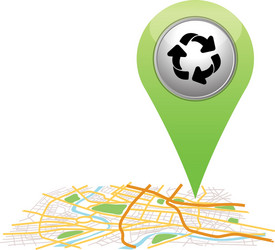 recycle sign pointer on map location vector image