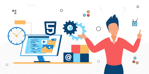 website development process writing code in web vector image