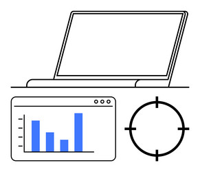 analyzing data on laptop screen with graph vector image