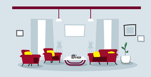 Creative lounge area with couch and armchair empty vector