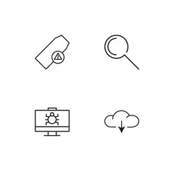 cyber security linear icons set simple outline vector image