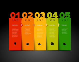 Five color steps elements columns template vector