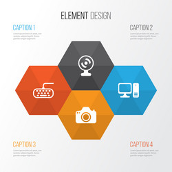 Hardware icons set collection of camera web vector