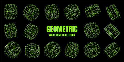 wireframe lined shapes perspective mesh 3d grid vector image