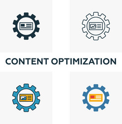 Content optimization icon set four elements vector