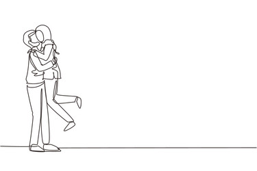Continuous line drawing love man and woman Vector Image