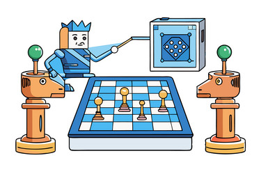 digital chessboard game with a robotic player vector image