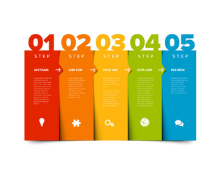 five color steps elements columns template vector