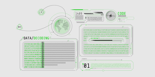 futuristic hud design of satellite data decoding vector image