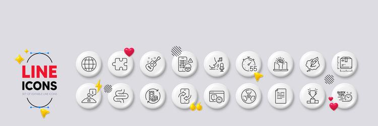 guitar project deadline and puzzle line icons vector image